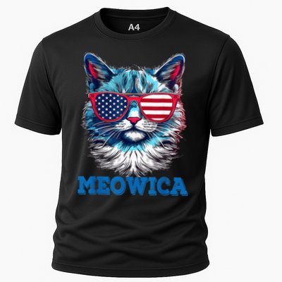 Patriotic Cat Sunglasses American Flag 4th of July Meowica Performance Shirt