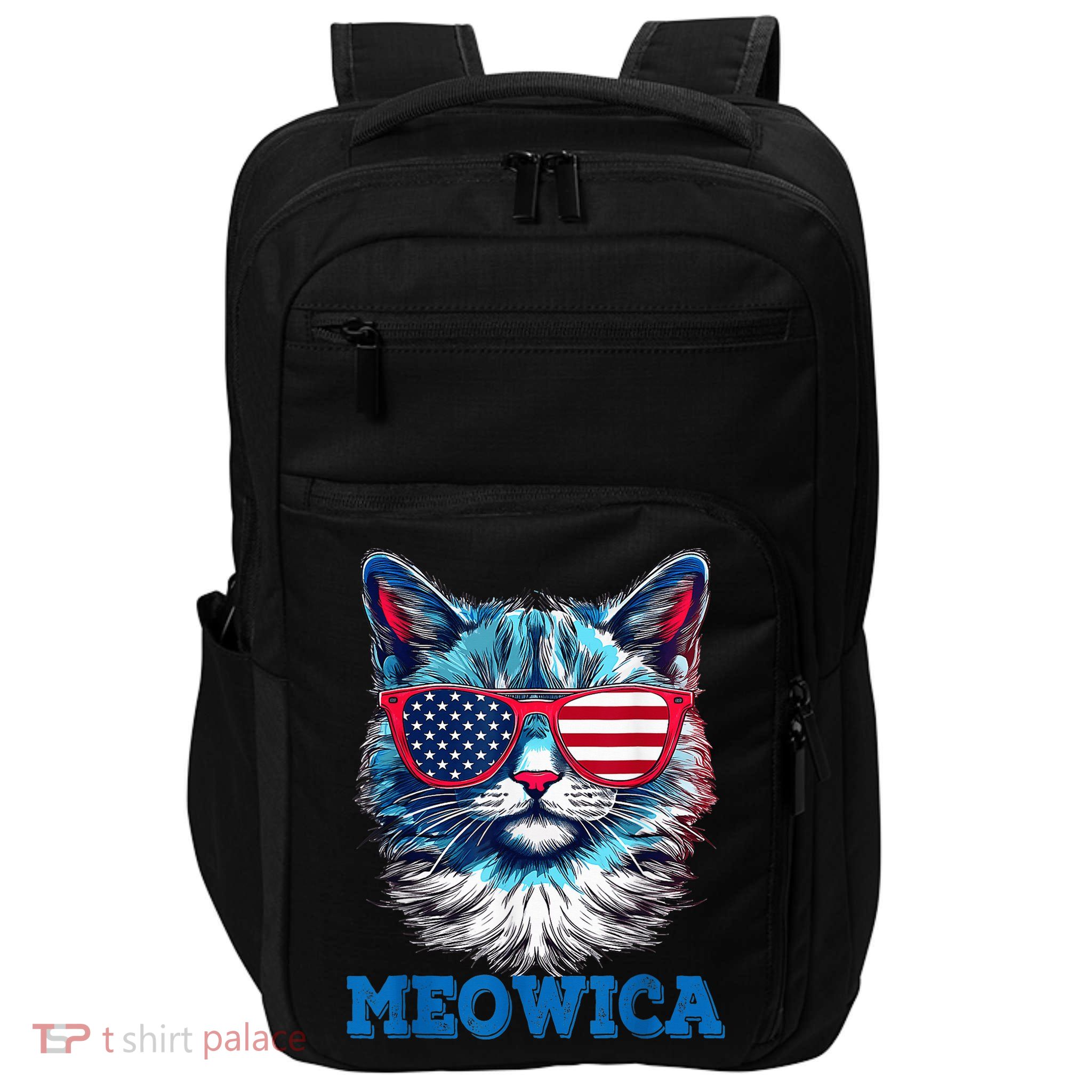 Patriotic Cat Sunglasses American Flag 4th of July Meowica Impact Tech Backpack