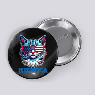 Patriotic Cat Sunglasses American Flag 4th of July Meowica Button