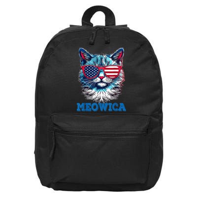 Patriotic Cat Sunglasses American Flag 4th of July Meowica 16 in Basic Backpack