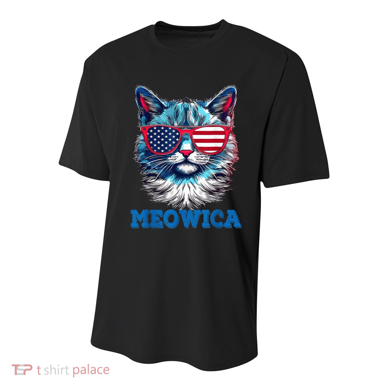 Patriotic Cat Sunglasses American Flag 4th of July Meowica Youth Performance Sprint T-Shirt