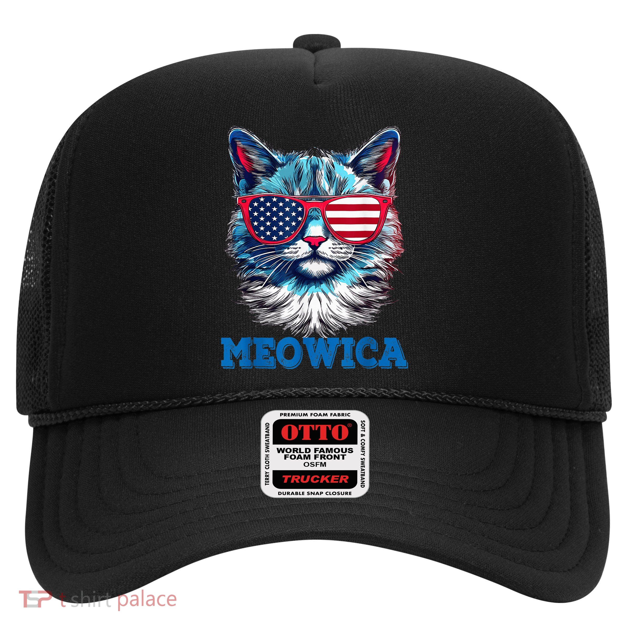 Patriotic Cat Sunglasses American Flag 4th of July Meowica Trucker Hat