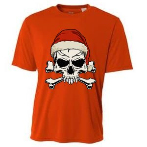 Pirate Christmas Skull & Crossbones Santa Hat. Goth Pirate Cooling Performance Crew T-Shirt