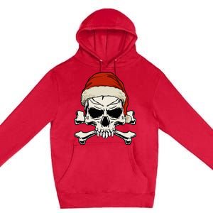 Pirate Christmas Skull & Crossbones Santa Hat. Goth Pirate Premium Pullover Hoodie