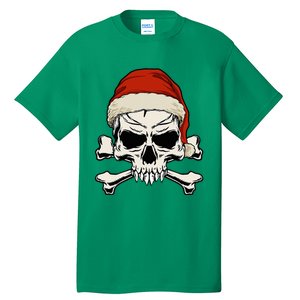 Pirate Christmas Skull & Crossbones Santa Hat. Goth Pirate Tall T-Shirt