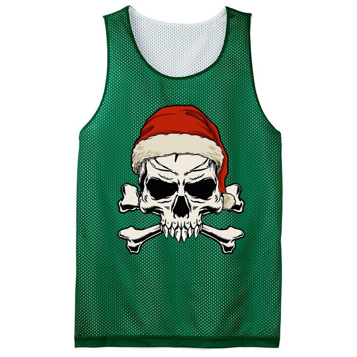 Pirate Christmas Skull & Crossbones Santa Hat. Goth Pirate Mesh Reversible Basketball Jersey Tank