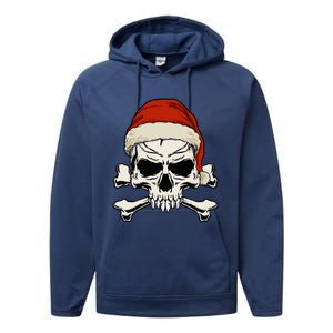 Pirate Christmas Skull & Crossbones Santa Hat. Goth Pirate Performance Fleece Hoodie