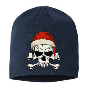 Pirate Christmas Skull & Crossbones Santa Hat. Goth Pirate Sustainable Beanie