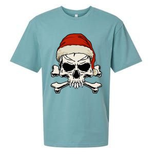 Pirate Christmas Skull & Crossbones Santa Hat. Goth Pirate Sueded Cloud Jersey T-Shirt