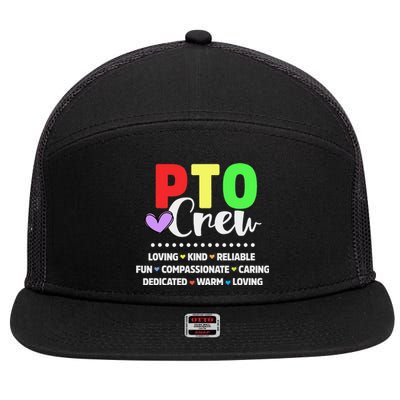 PTO Crew School Volunteer Parent Teacher 7 Panel Mesh Trucker Snapback Hat