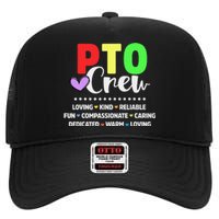 PTO Crew School Volunteer Parent Teacher High Crown Mesh Back Trucker Hat