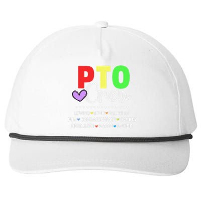 PTO Crew School Volunteer Parent Teacher Snapback Five-Panel Rope Hat