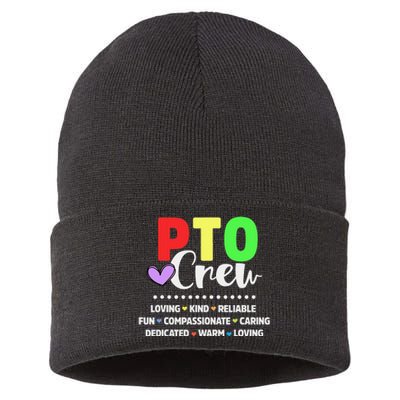 PTO Crew School Volunteer Parent Teacher Sustainable Knit Beanie