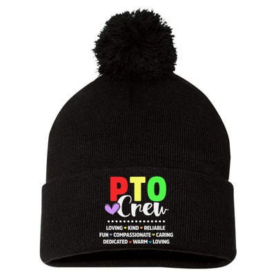 PTO Crew School Volunteer Parent Teacher Pom Pom 12in Knit Beanie