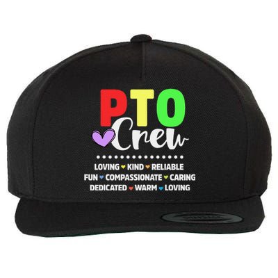 PTO Crew School Volunteer Parent Teacher Wool Snapback Cap