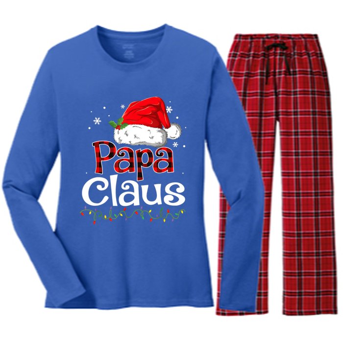 Papa Claus Santa Funny Christmas Pajama Matching Family Great Gift Women's Long Sleeve Flannel Pajama Set 