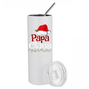 Papa Claus Santa Funny Christmas Pajama Matching Family Great Gift Stainless Steel Tumbler