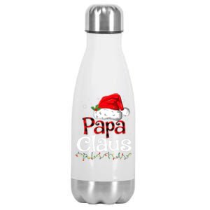 Papa Claus Santa Funny Christmas Pajama Matching Family Great Gift Stainless Steel Insulated Water Bottle