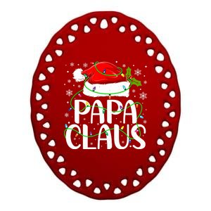 Papa Claus Santa Funny Christmas Pajama Matching Family Gift Ceramic Oval Ornament