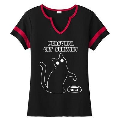 Personal Cat Servant Funny Black Cat Lover Gift Ladies Halftime Notch Neck Tee