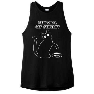 Personal Cat Servant Funny Black Cat Lover Gift Ladies PosiCharge Tri-Blend Wicking Tank