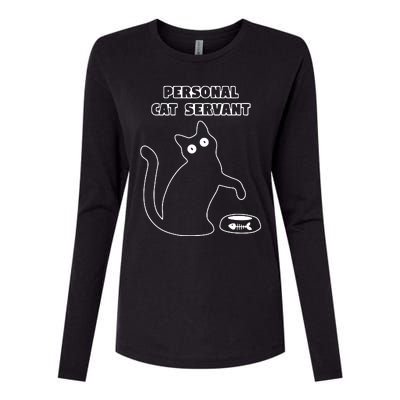 Personal Cat Servant Funny Black Cat Lover Gift Womens Cotton Relaxed Long Sleeve T-Shirt