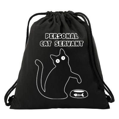 Personal Cat Servant Funny Black Cat Lover Gift Drawstring Bag