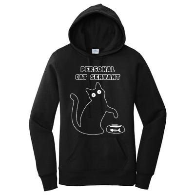 Personal Cat Servant Funny Black Cat Lover Gift Women's Pullover Hoodie