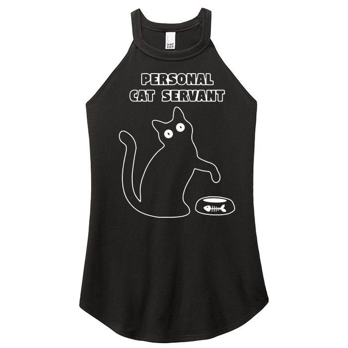 Personal Cat Servant Funny Black Cat Lover Gift Women's Perfect Tri Rocker Tank