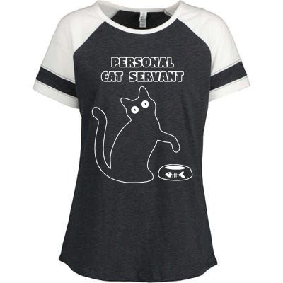 Personal Cat Servant Funny Black Cat Lover Gift Enza Ladies Jersey Colorblock Tee