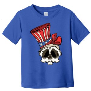 Patriotic Cute Skull American Flag 4th Of July Gift Toddler T-Shirt