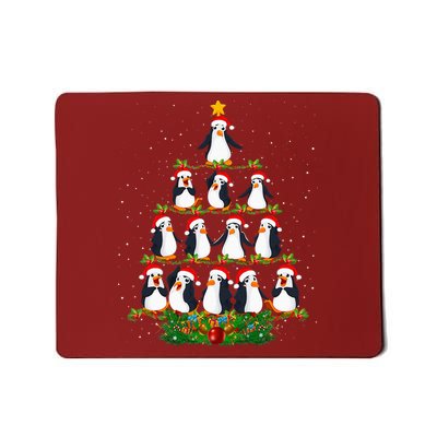 Penguin Christmas Tree Funny Penguin Lover Xmas Mousepad