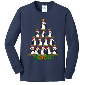 Penguin Christmas Tree Funny Penguin Lover Xmas Kids Long Sleeve Shirt