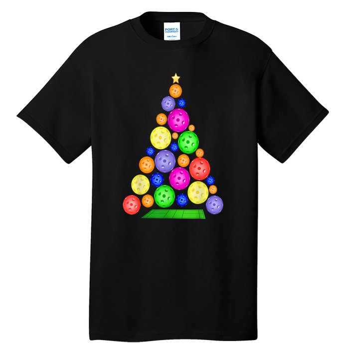 Pickleball Christmas Tree Sport Gift Tall T-Shirt