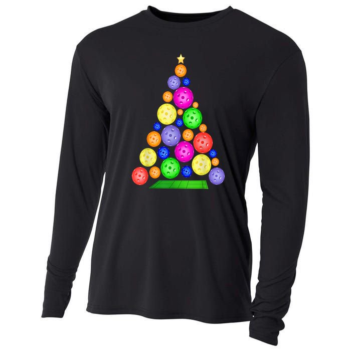 Pickleball Christmas Tree Sport Gift Cooling Performance Long Sleeve Crew