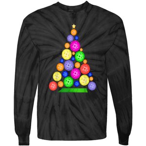 Pickleball Christmas Tree Sport Gift Tie-Dye Long Sleeve Shirt