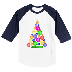 Pickleball Christmas Tree Sport Gift Baseball Sleeve Shirt