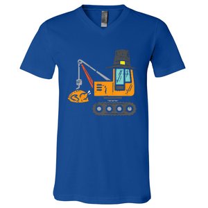 Pilgrim Crane Turkey Thanksgiving Truck V-Neck T-Shirt