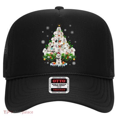 Poodle Christmas Tree Ornament Decor Costume High Crown Mesh Back Trucker Hat