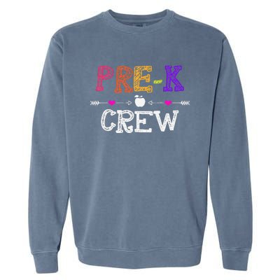 Prek Crew Teacher Funny First Day Of School Gift Garment-Dyed Sweatshirt