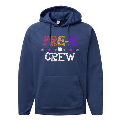 Prek Crew Teacher Funny First Day Of School Gift Performance Fleece Hoodie