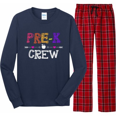 Prek Crew Teacher Funny First Day Of School Gift Long Sleeve Pajama Set