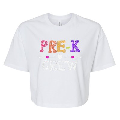 Prek Crew Teacher Funny First Day Of School Gift Bella+Canvas Jersey Crop Tee