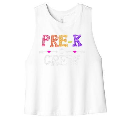 Prek Crew Teacher Funny First Day Of School Gift Women's Racerback Cropped Tank