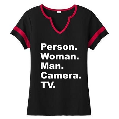 Person Camera Tv Trump Biden 2020 Gift Ladies Halftime Notch Neck Tee