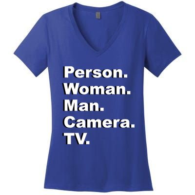 Person Camera Tv Trump Biden 2020 Gift Women's V-Neck T-Shirt