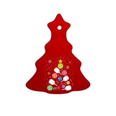 Pickleball Christmas Tree Santa Pickleball Xmas Lights Cute Gift Ceramic Tree Ornament