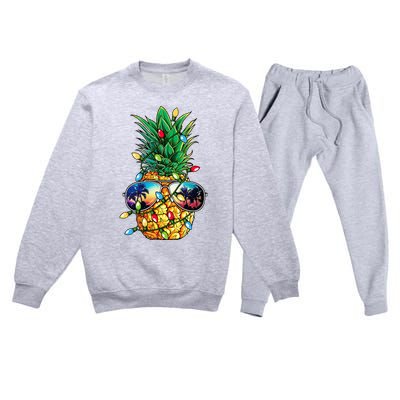 Pineapple Christmas Tree Lights Xmas Women Sunglasses Premium Crewneck Sweatsuit Set