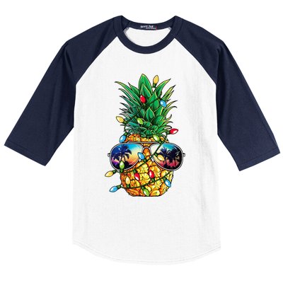 Pineapple Christmas Tree Lights Xmas Women Sunglasses Baseball Sleeve Shirt