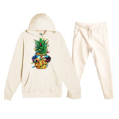 Pineapple Christmas Tree Lights Xmas Women Sunglasses Premium Hooded Sweatsuit Set